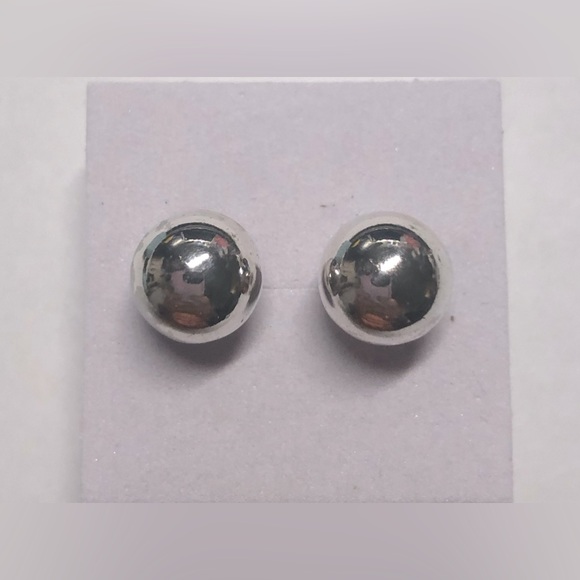 Vintage 925 Sterling Silver Round Stud Earrings - Picture 5 of 5